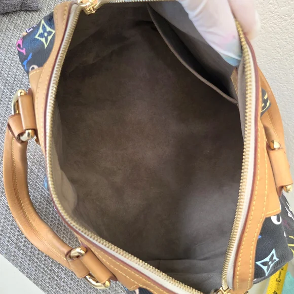 Louis Vuitton Black Monogram Multicolor Murakami Gold Studded Courtney Satchel - Picture 8 of 15